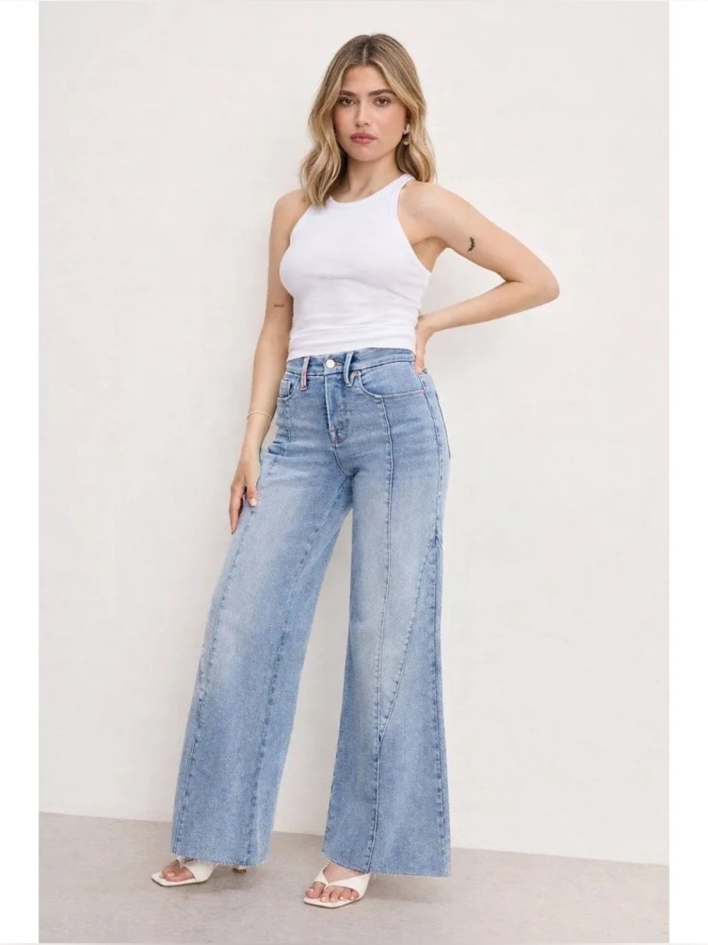 Good American Women's Good Waist Palazzon High-Rise Wide Leg Jeans  |  Size:  20
